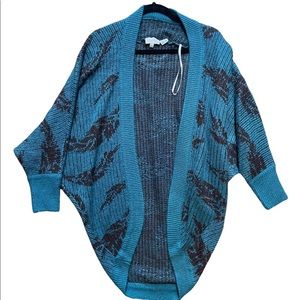 Miss Me | Slouchy Knit Feather Print Cardigan